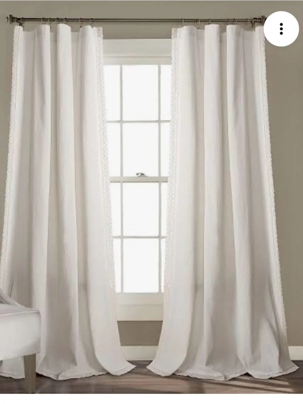 White Lace-Trim Curtain Panels